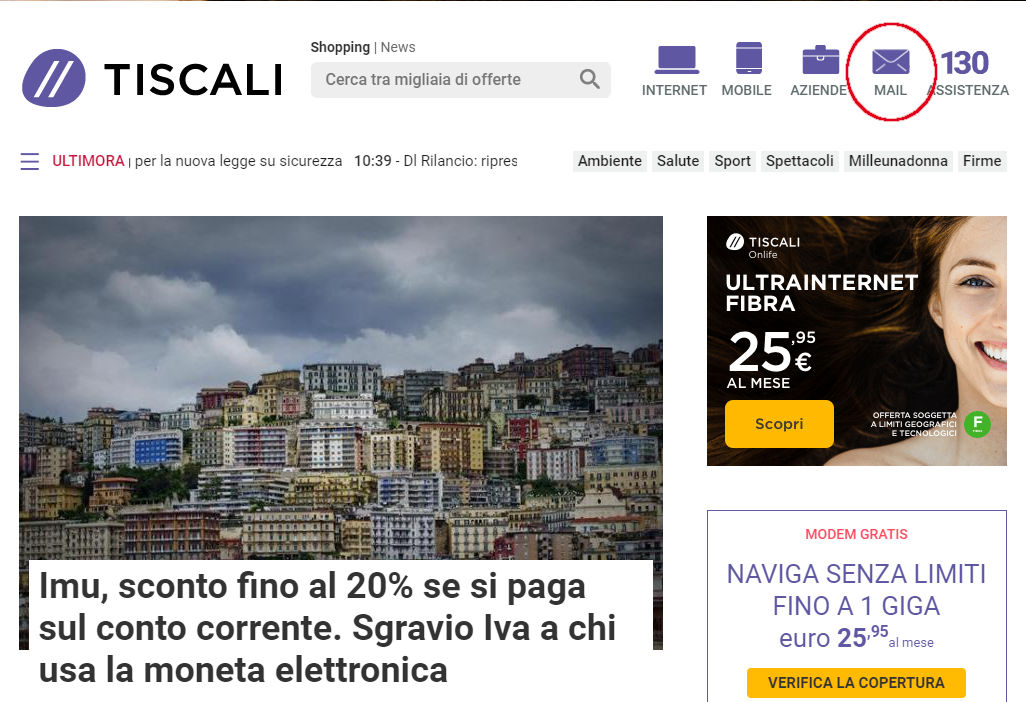 tiscali mail login
