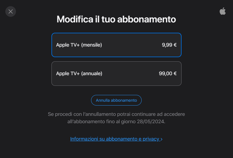 Modifica l'abbonamento ad Apple TV+ come-disdire-apple-tv-plus