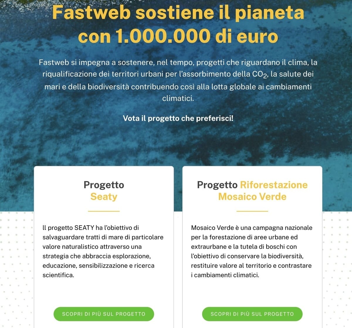 Fastweb sostiene il pianeta Fastweb sostiene il pianeta