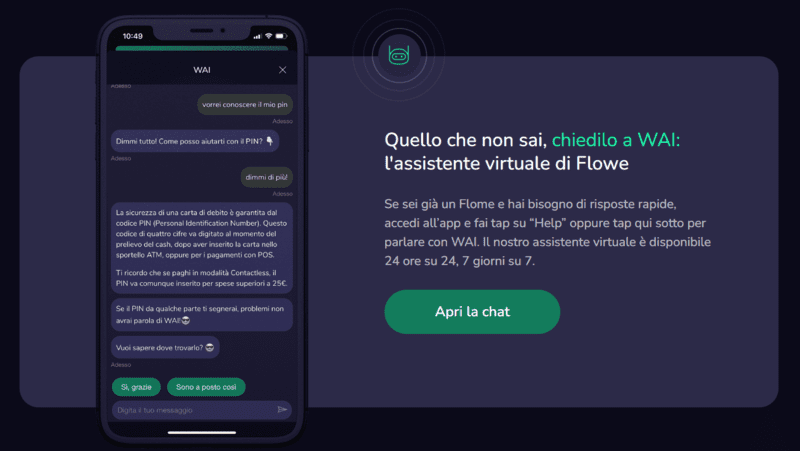 WAI, il chatbot di Flowe WAI, il chatbot di Flowe