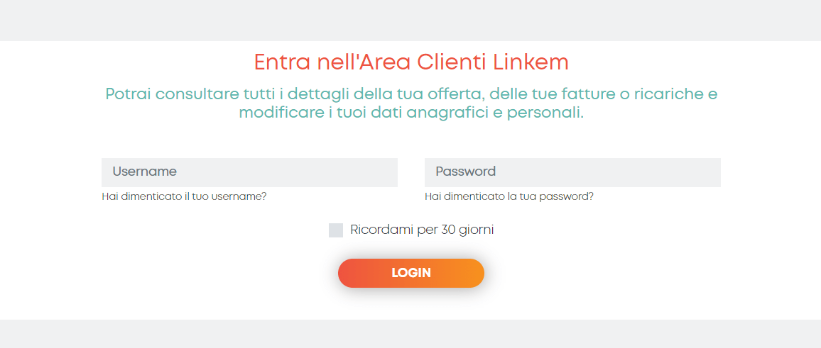 Accesso all'Area Clienti Linkem Linkem Area Clienti