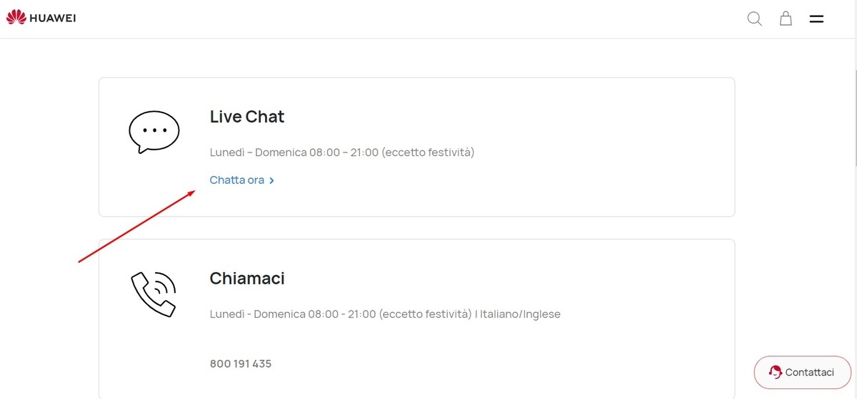 Assistenza via chat Servizio chat Huawei