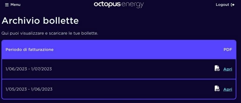 octopus area clienti bollette