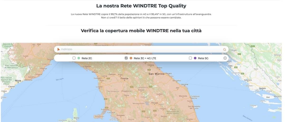 Mappa copertura WindTre Mappa copertura WindTre