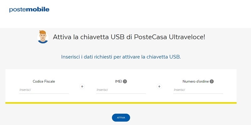 Come si Attiva la Chiavetta Postemobile - Credits: Postemobile.it Postemobile Attivazione Chiavetta USB