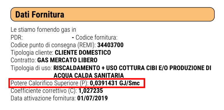 Coefficiente P in bolletta gas Coefficiente P in bolletta gas