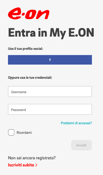 Pagina di accesso all’area clienti MyEon online (myeon.eon-energia.com 10-12-21) Pagina di accesso all’area clienti MyEon online (myeon.eon-energia.com 10-12-21)