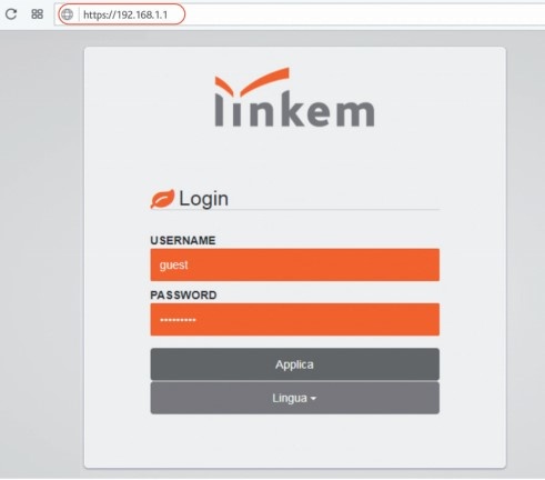 Schermata di accesso modem Linkem Schermata di accesso modem Linkem