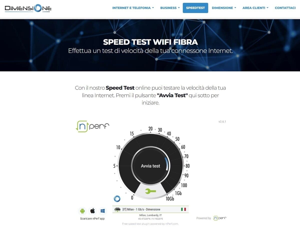 Speed Test Dimensione Fibra Speed Test Dimensione Fibra