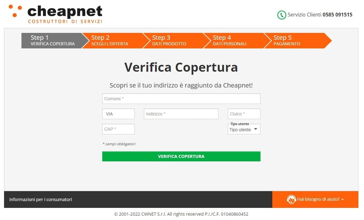 Tool Verifica Cheapnet Copertura Tool Verifica Cheapnet Copertura