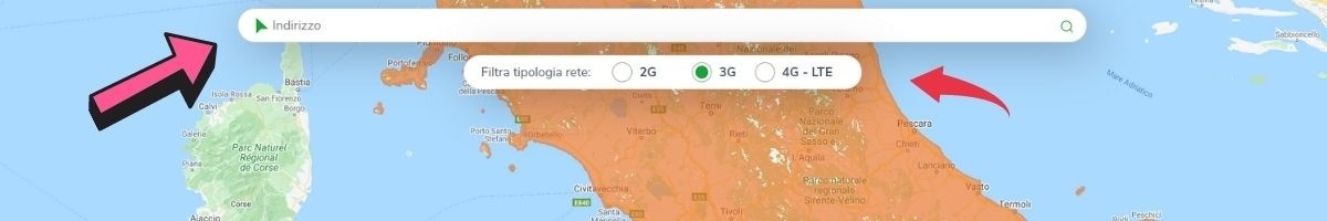 Un'anteprima della mappa di copertura Very Mobile Very Mobile Copertura