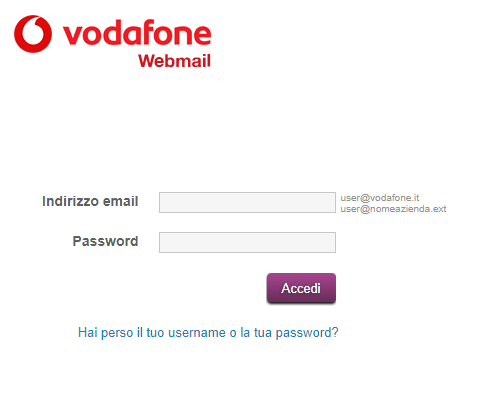 La schermata per accedere alla Vodafone Mail login-vodafone-mail