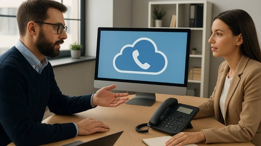 interno ufficio con due persone davanti a un pc