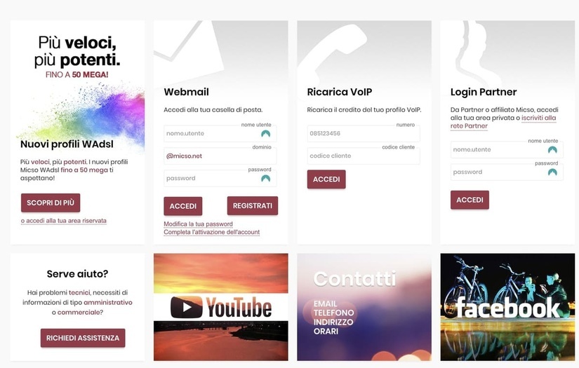 Pagina di Accesso e Creazione Webmail - Credits: Clienti.micso.it Pagina di Accesso e Creazione Webmail Micso