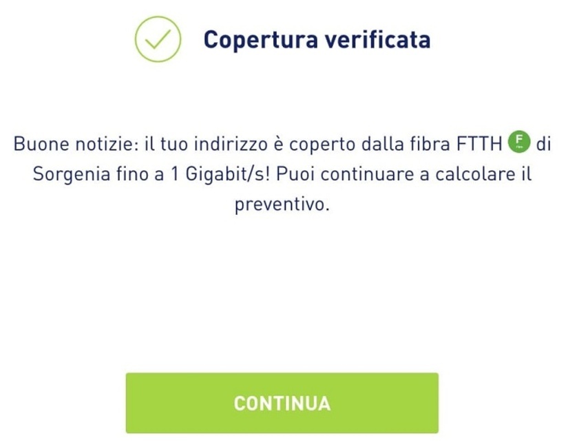 Risultato Verifica Copertura Sorgenia Fibra