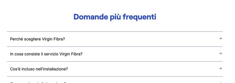 Sezione FAQ Virgin Fibra Sezione FAQ Virgin Fibra