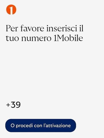Schermata di accesso App 1Mobile Schermata di accesso App 1Mobile