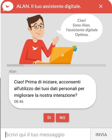 Assistente virtuale Alan di Optima Italia Assistente virtuale Alan di Optima Italia