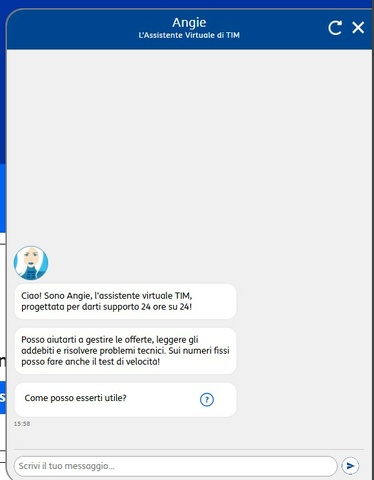 Assistente virtuale TIM Angie Servizio clienti TIM tramite chat