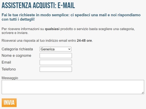 Form Ehiweb per Assistenza Clienti