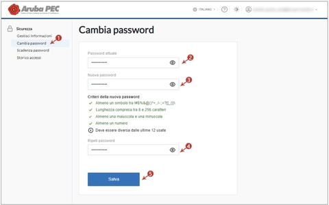 Cambio password dalla webmail Aruba PEC Cambio password dalla webmail Aruba PEC