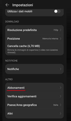 Disattivazione del rinnovo automatico Disattivazione del Rinnovo Automatico