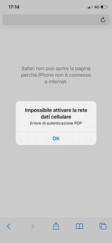 Messaggio Errore di Autenticazione PDP Messaggio Errore di Autenticazione PDP