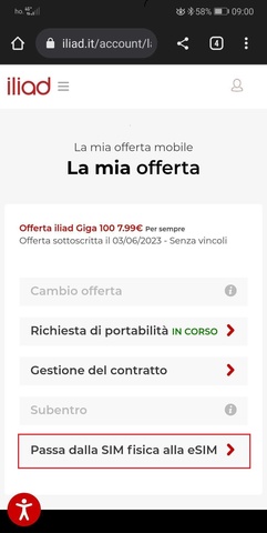 Attivazione Esim Iliad già clienti Attivazione Esim Iliad già clienti