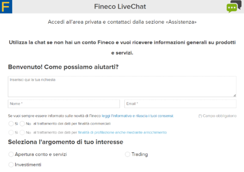 L'assistenza via chat Fineco L'assistenza via chat Fineco