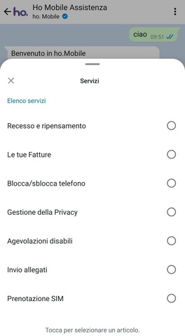 Assistenza WhatsApp Ho Mobile Ho Mobile assistenza WhatsApp