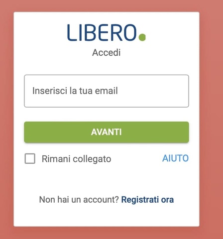 Schermata di Accesso all'Account Libero Mail Schermata Libero Mail: Accesso all'Account