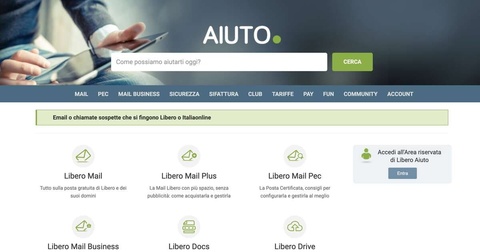 Sezione Aiuto Libero Mail Sezione Aiuto Libero Mail