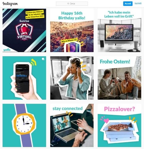 La pagina Instagram di Yallo